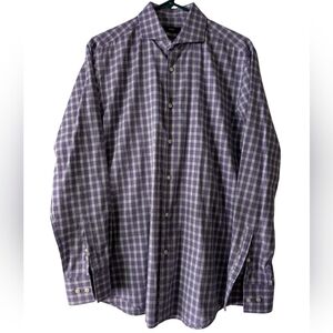 Hugo Boss Purple Plaid Men's Dress Shirt